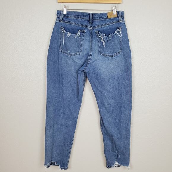 Abercrombie Fitch Jeans‎ Womens Mom Size 30 / 10 Cut Off Distressed Straight Leg - Picture 6 of 11